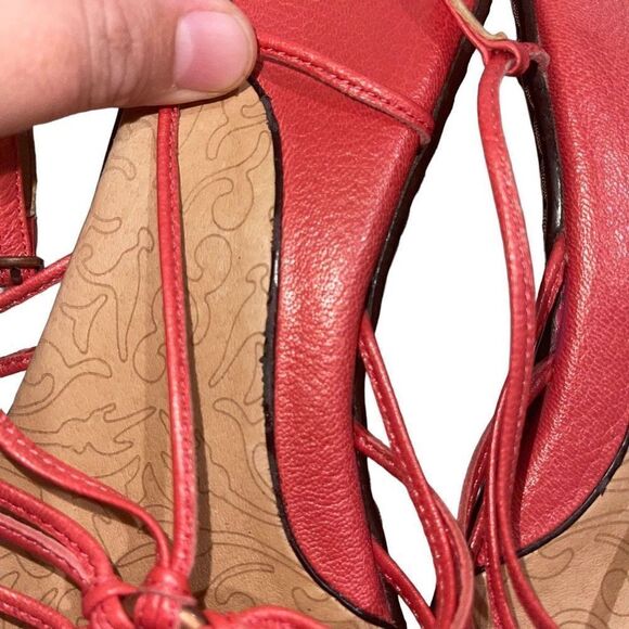 Sofft Coral Orange Strappy Leather Low‎ Heel - Size 8.5 - Picture 7 of 7